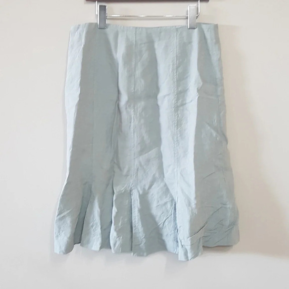 david n Linen light sage green classic feminine flirty A line skirt size… - Picture 3 of 3